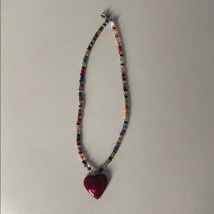 Beaded Red Heart Necklace